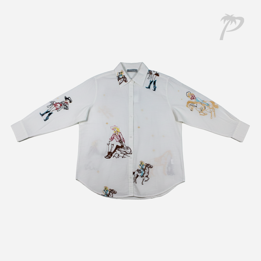 Camisa de Dama Blueb Off-White