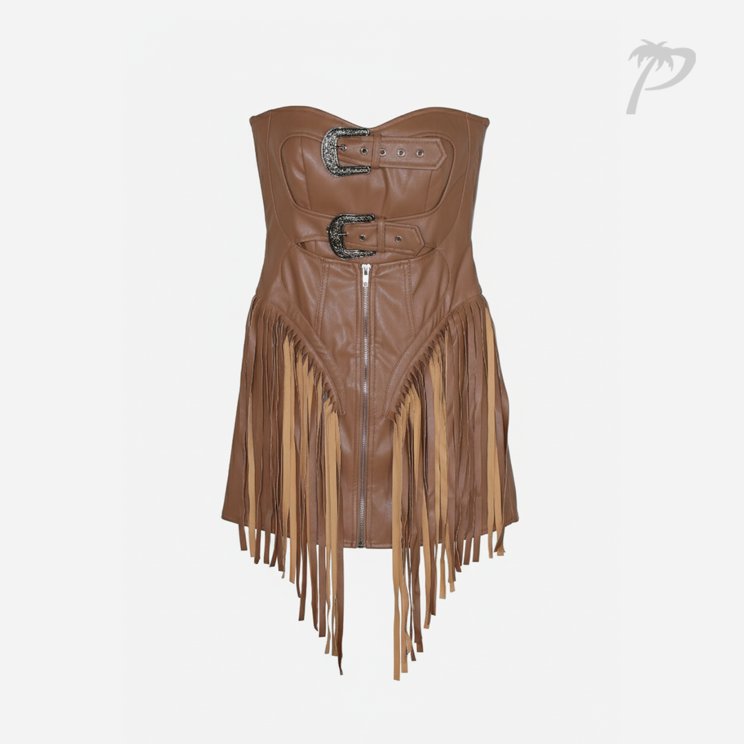 Vestido de Dama Blueb Tan