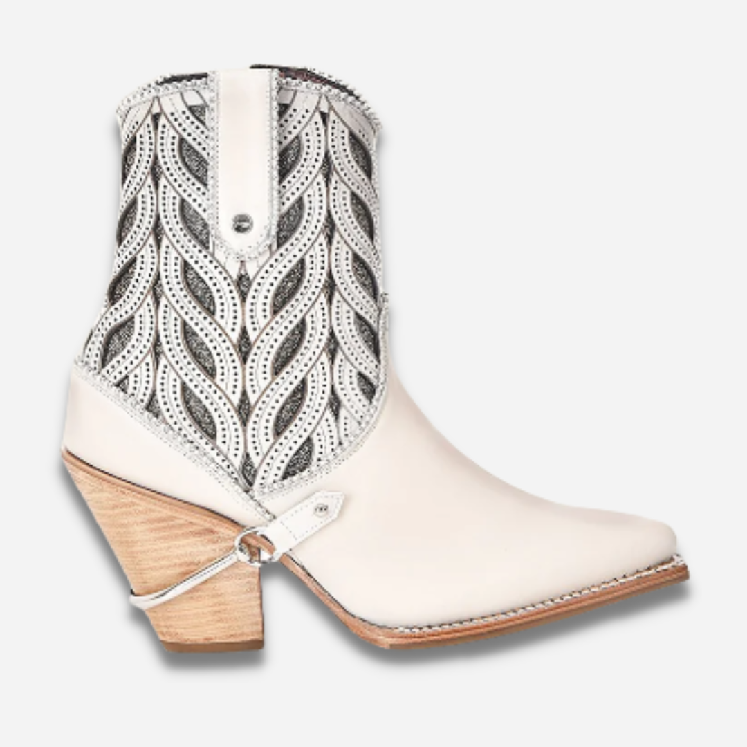 Botin Dama Cuadra Res Blanco