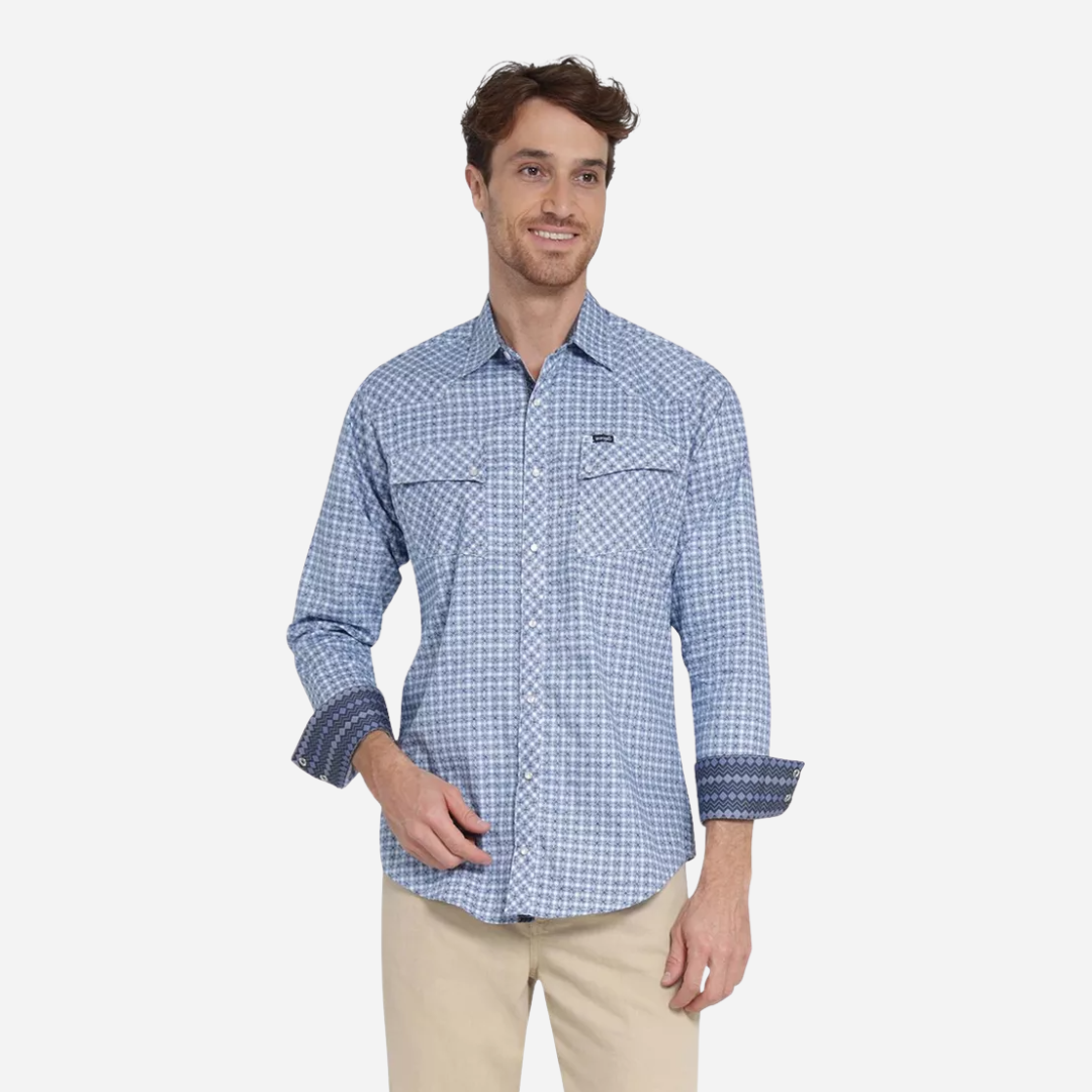 Camisa Caballero Wrangler Azul