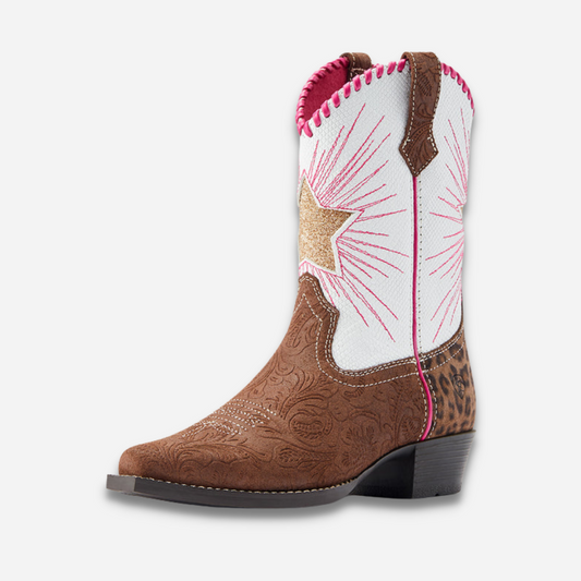 Bota Niña Ariat Brown-Floral-Emboss