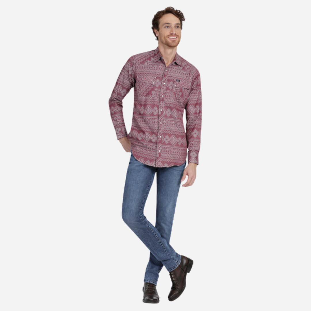 Camisa Caballero Wrangler Guinda