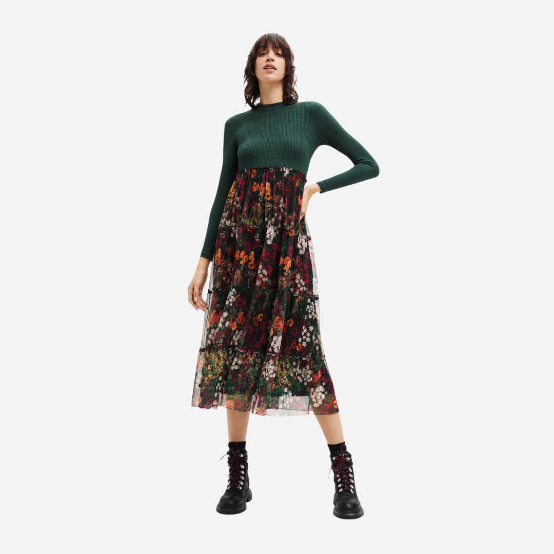 Vestido Dama Desigual Verde