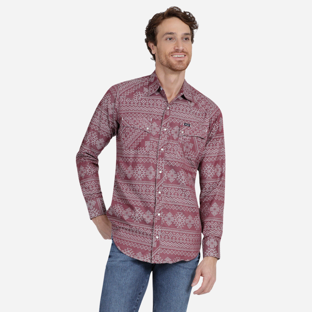 Camisa Caballero Wrangler Guinda