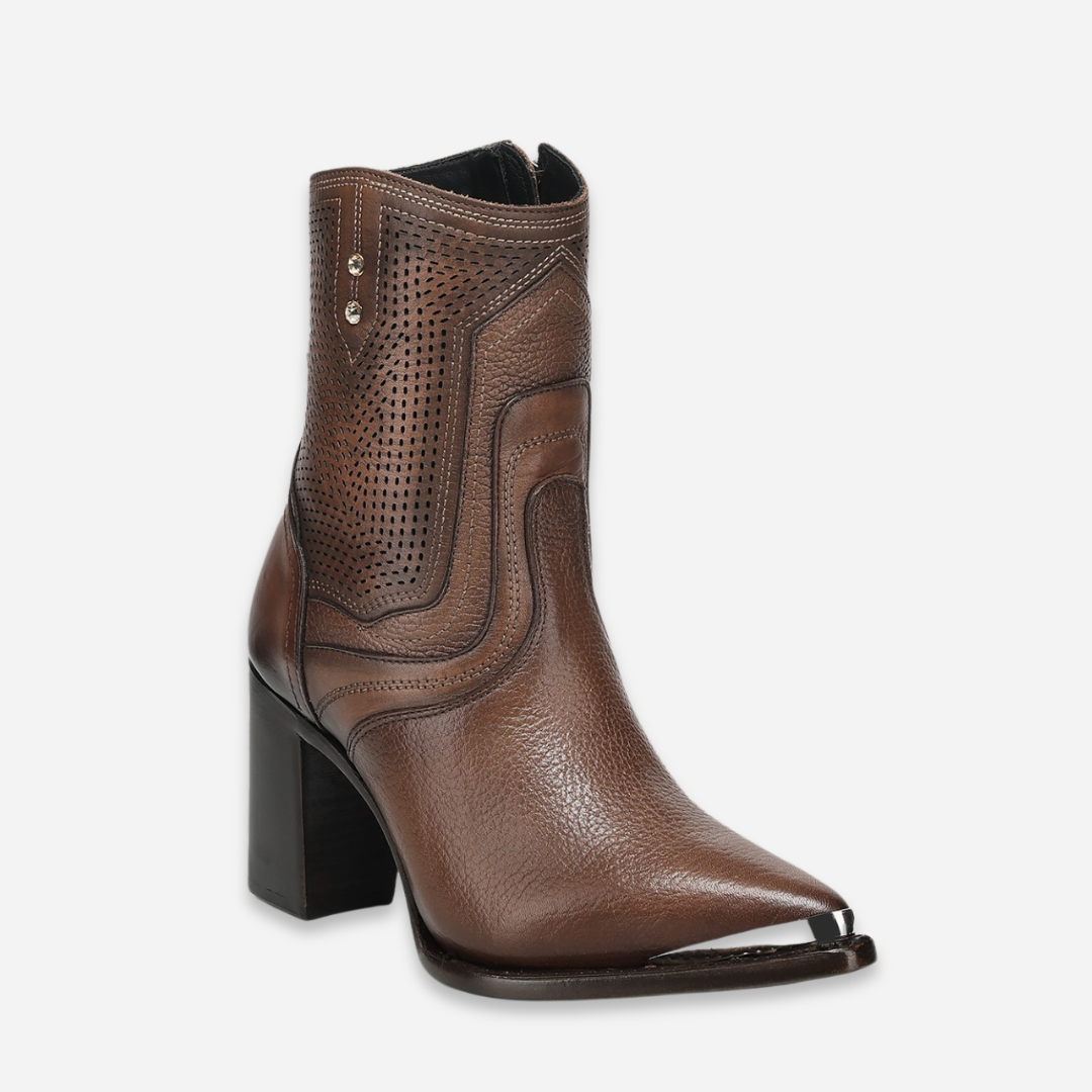 Botin Dama Cuadra Miel