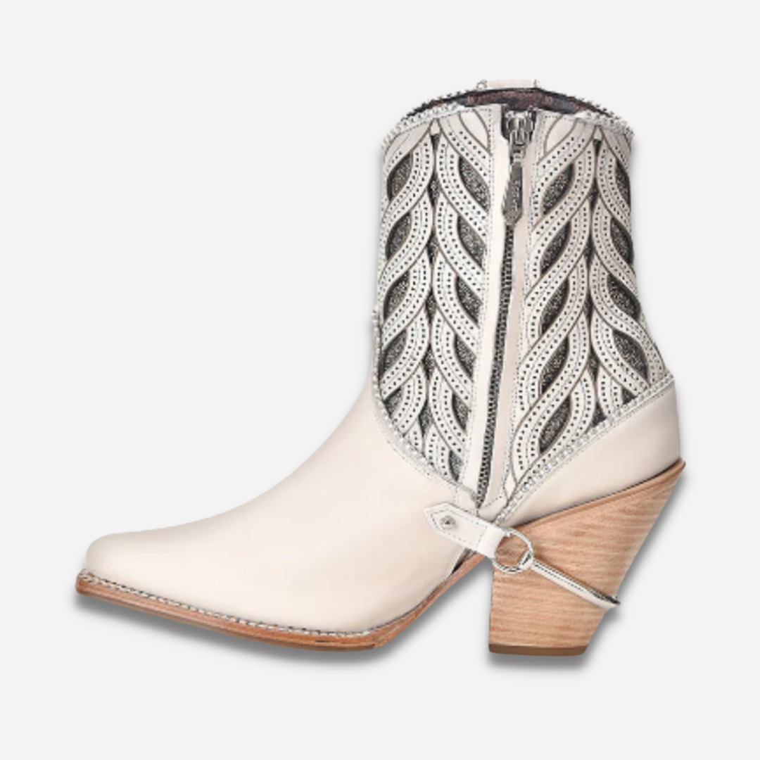 Botin Dama Cuadra Res Blanco