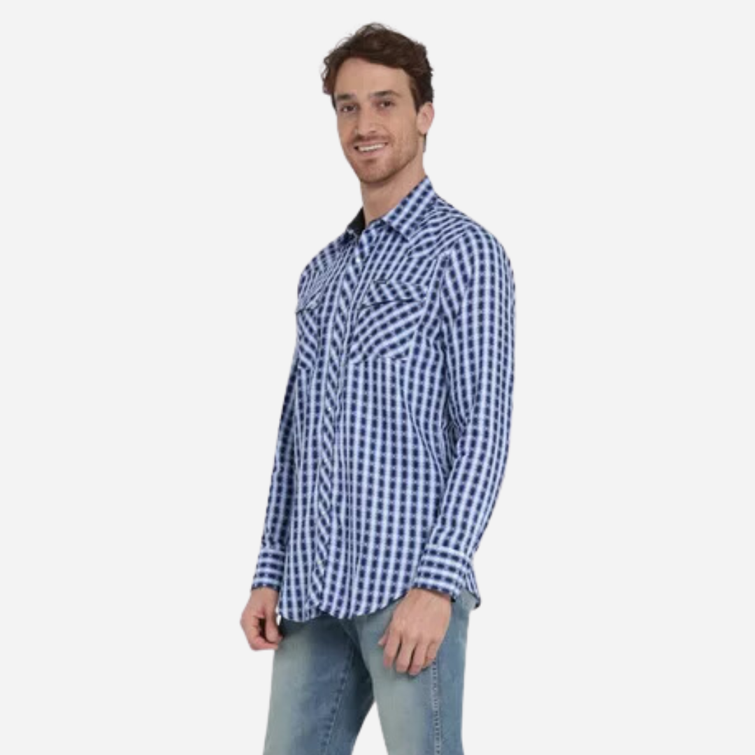 Camisa Caballero Wrangler Azul