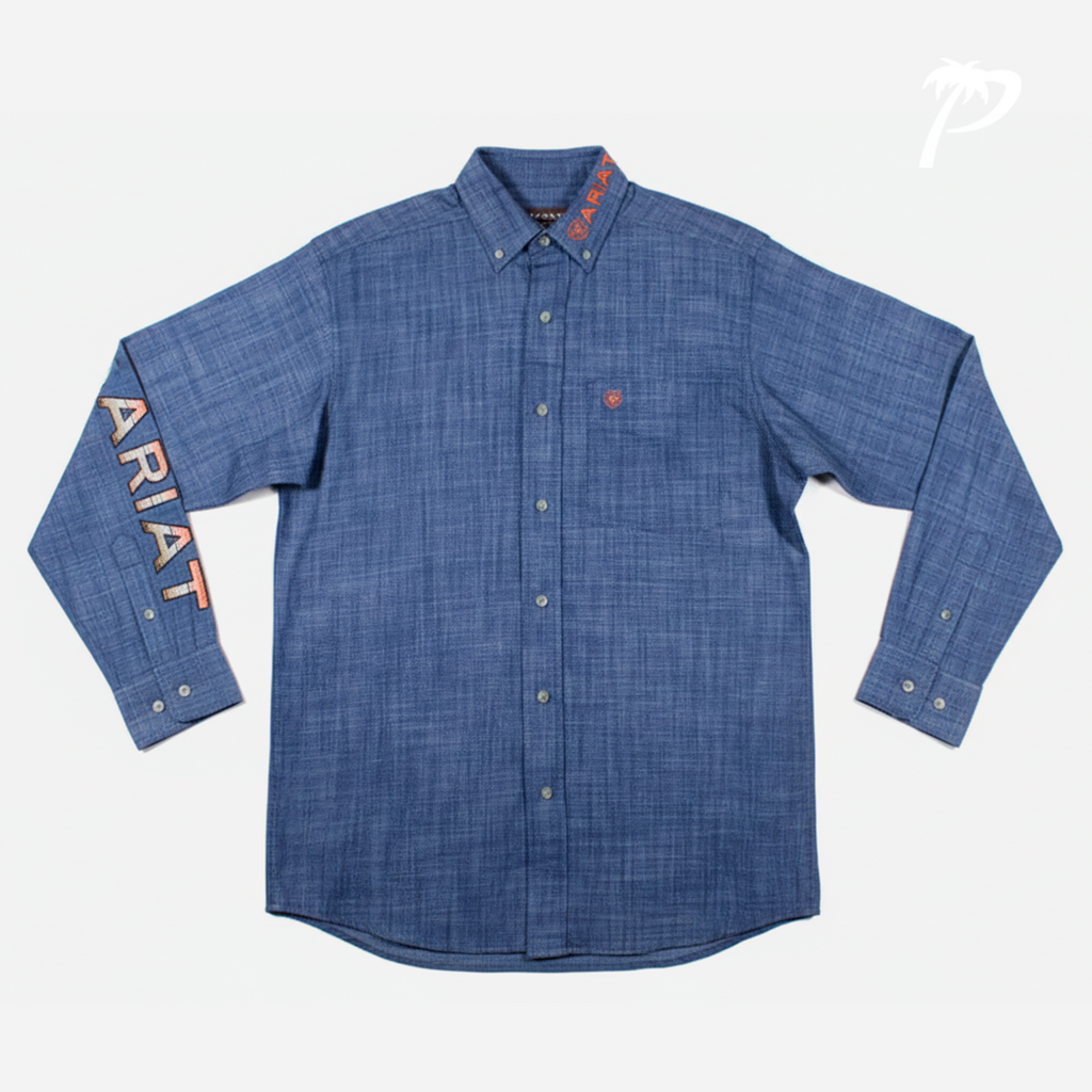 Camisa Caballero Ariat Chambray Blue
