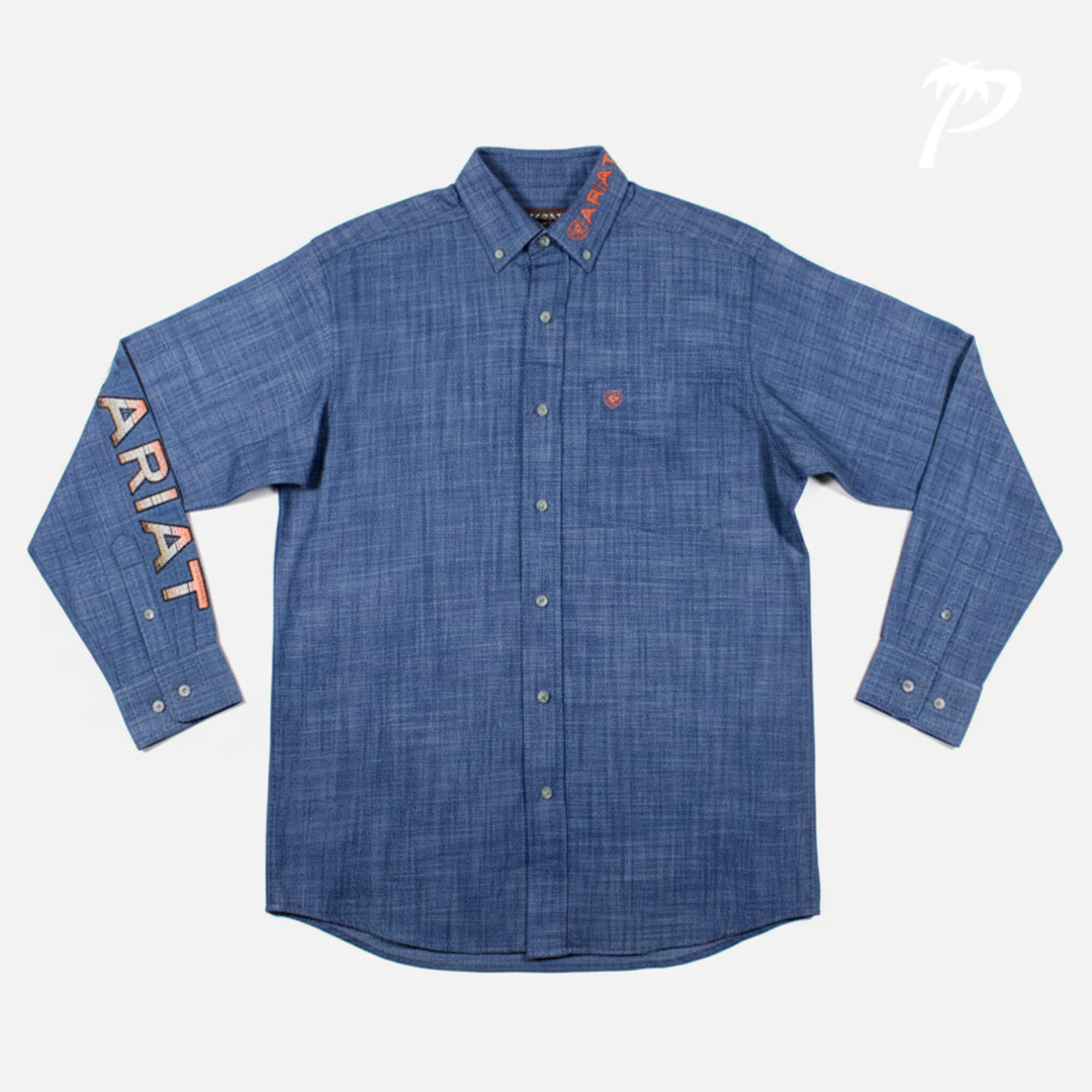 Camisa Caballero Ariat Chambray Blue