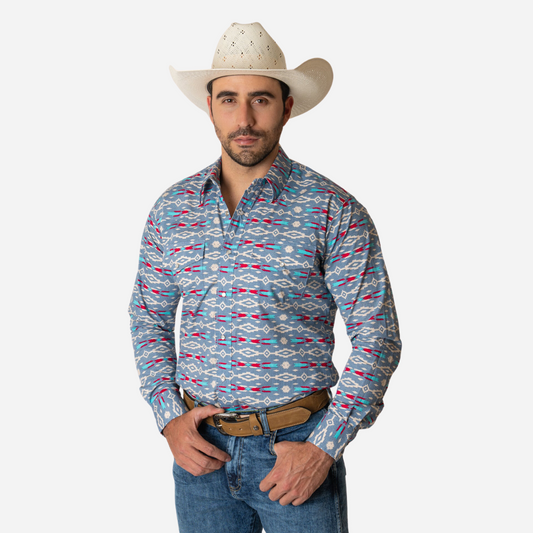 Camisa Caballero Wrangler Azul