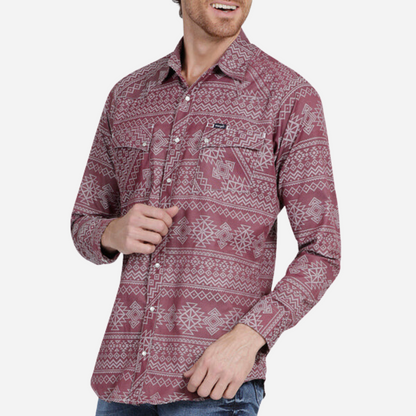 Camisa Caballero Wrangler Guinda