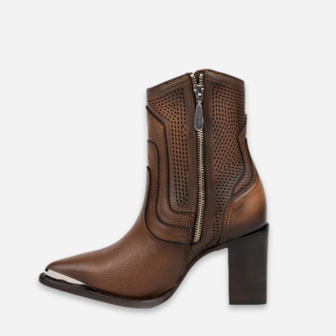 Botin Dama Cuadra Miel