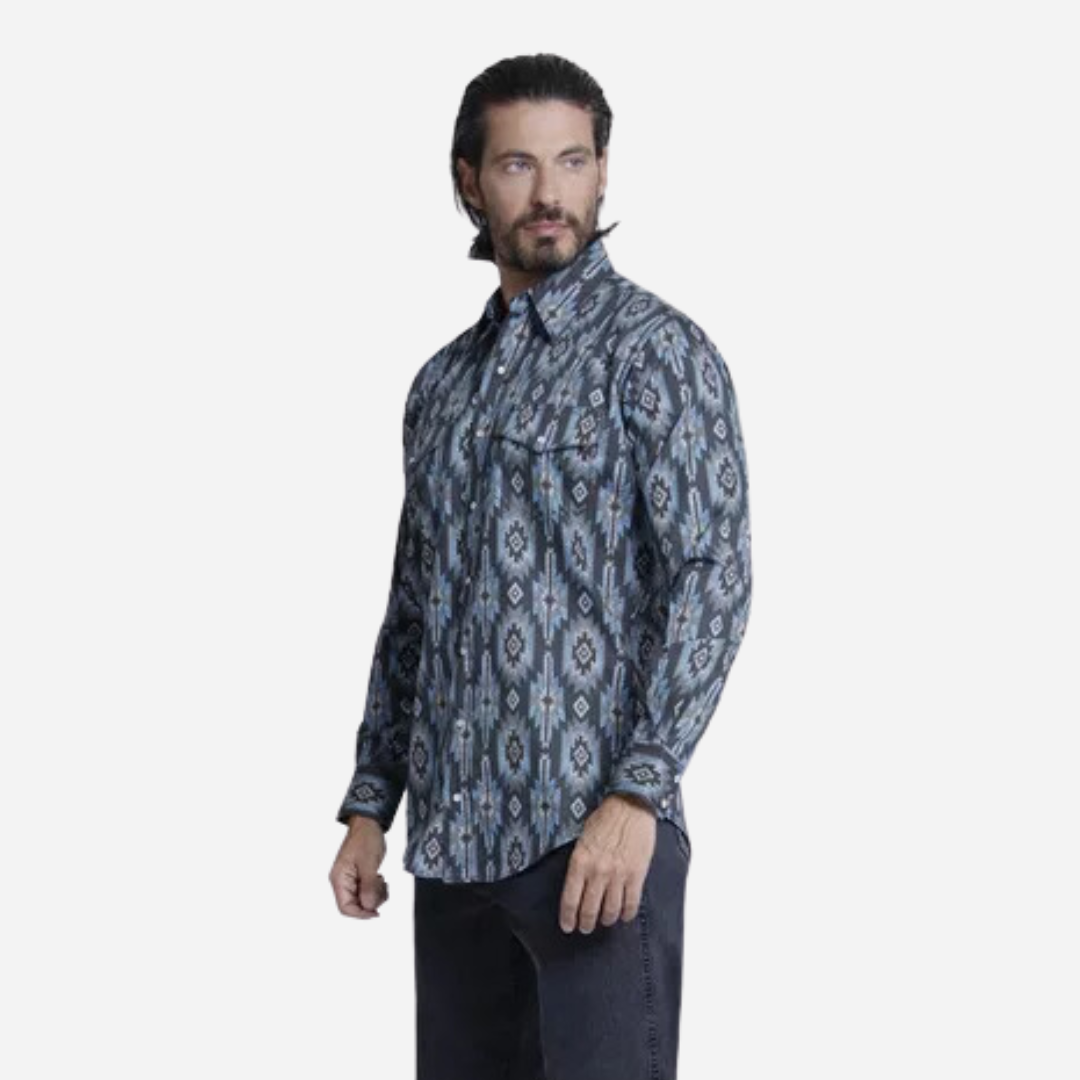 Camisa Caballero Wrangler Checotah Negro