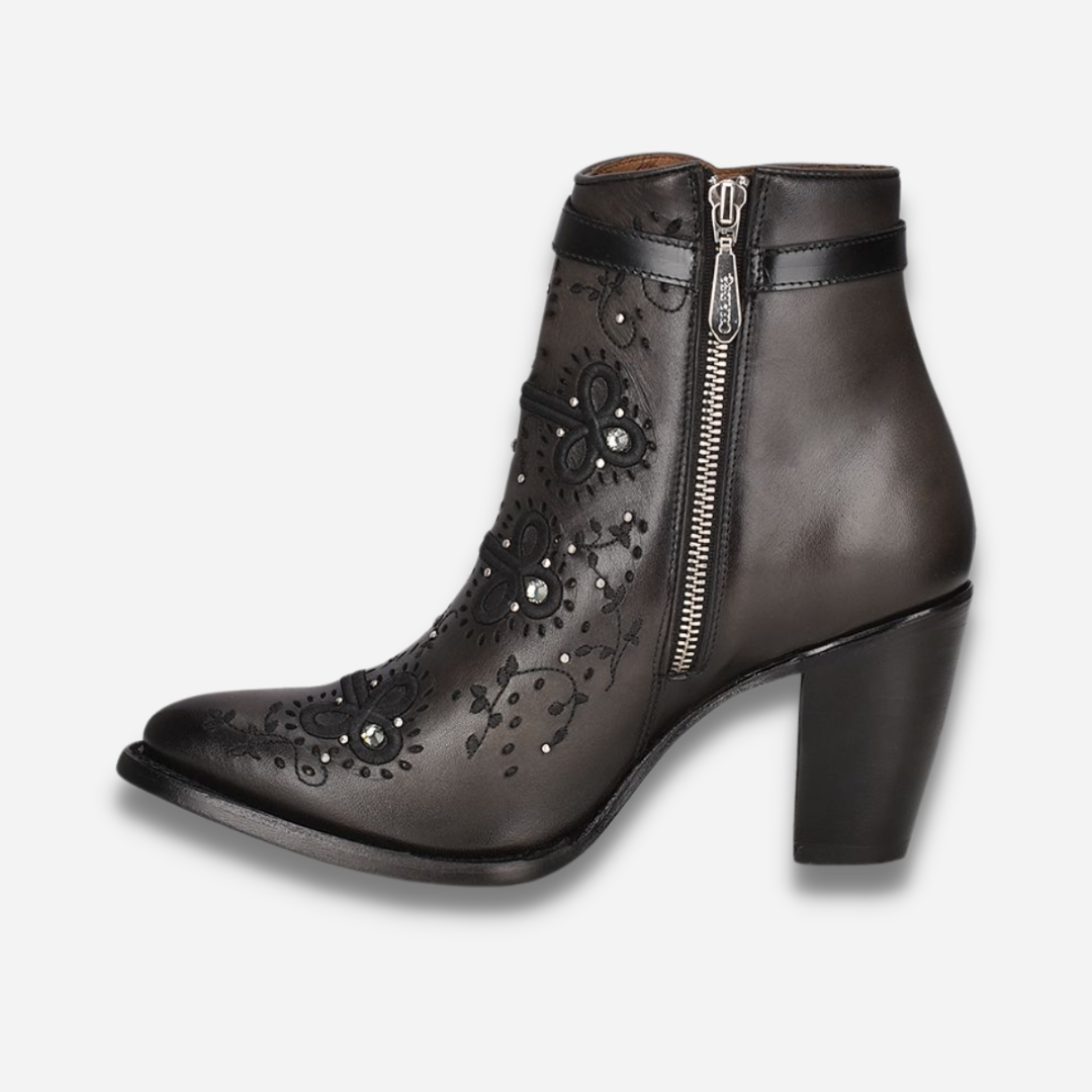 Botin Dama Cuadra Negro