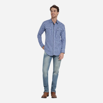 Camisa Caballero Wrangler Azul