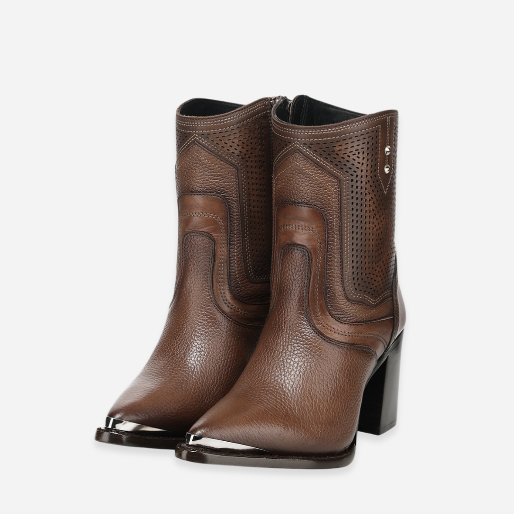 Botin Dama Cuadra Miel