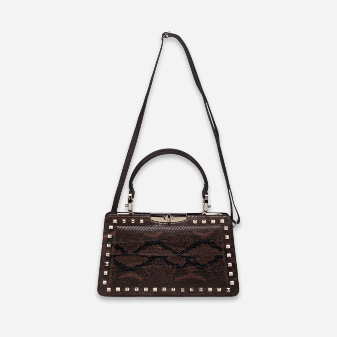 Bolso Dama Cuadra Piton Cafe Negro