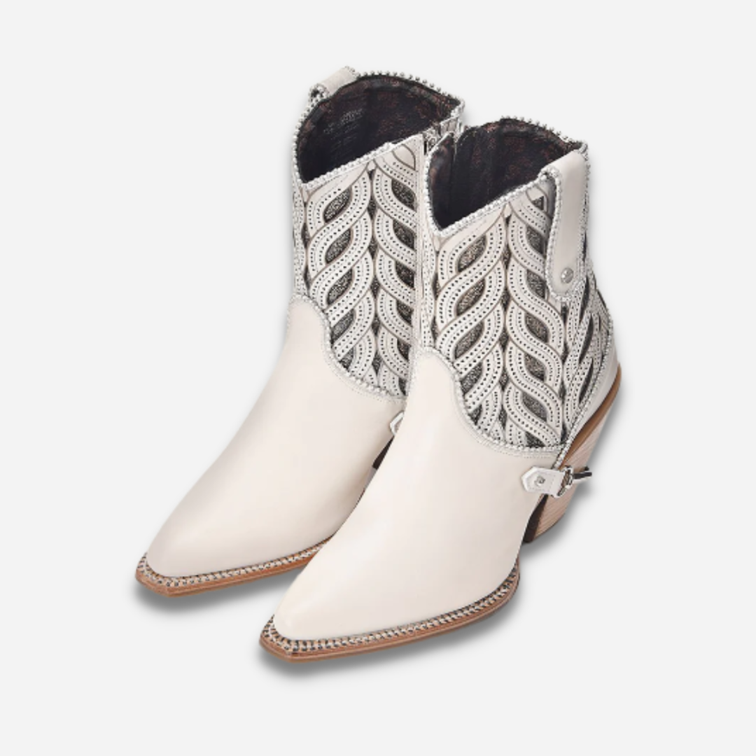 Botin Dama Cuadra Res Blanco