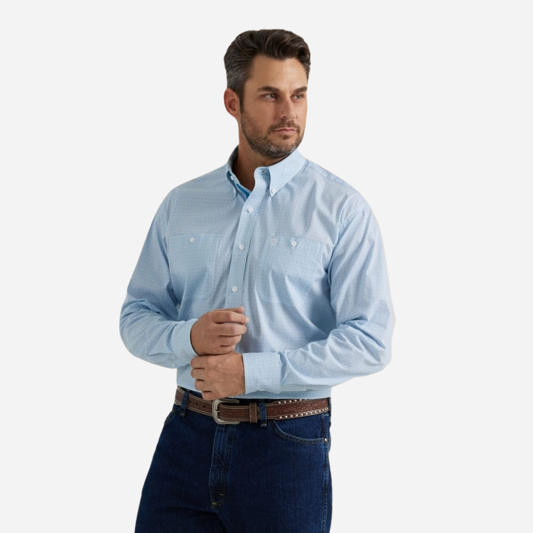 Camisa Caballero Wrangler George Strait Azul-Blanco